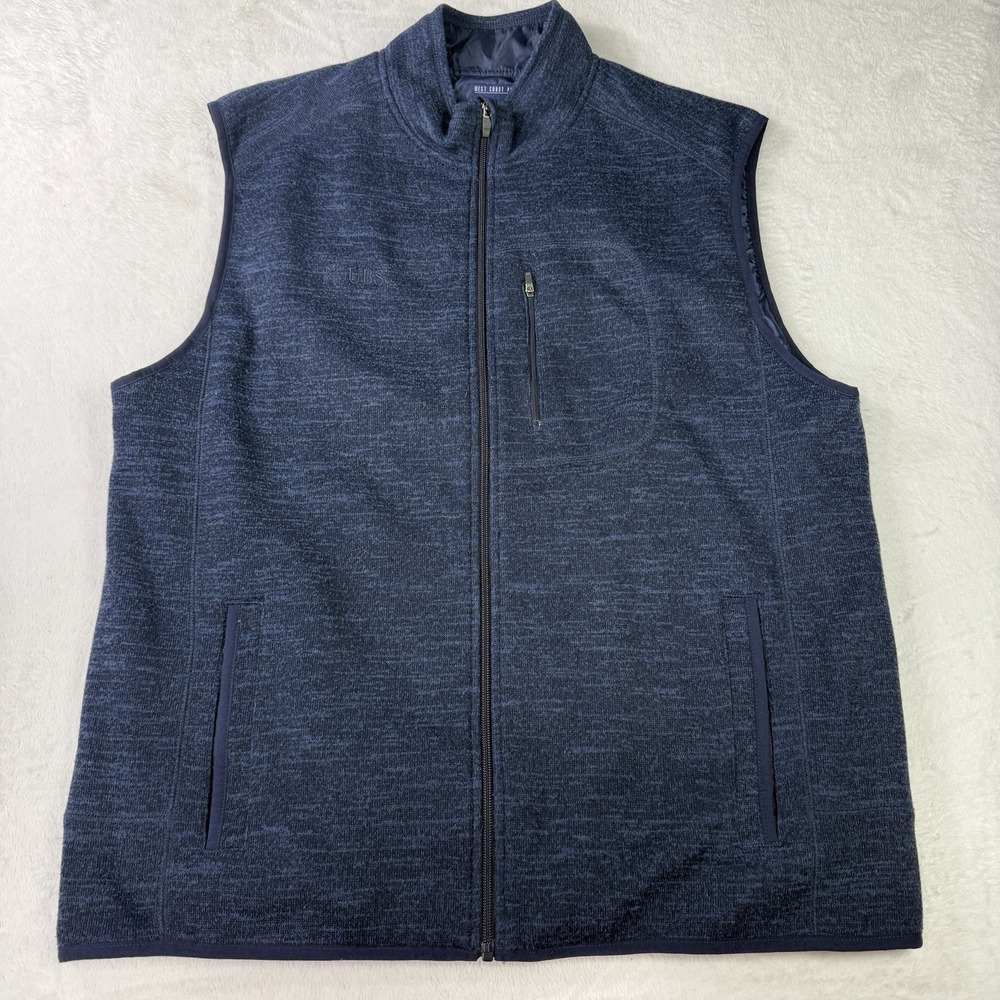 Johnnie-O Full Zip Vest Jacket Mens 2XL Blue Gray West Coast Prep Heathered Knit